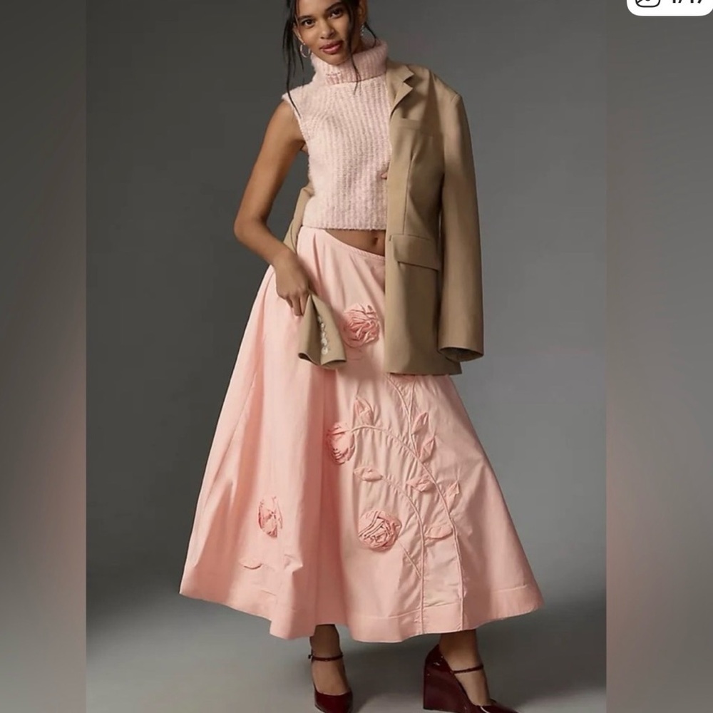 Forever That Girl 3D Rose Maxi Skirt Anthropologie